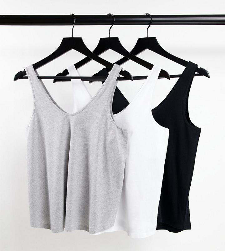 Asos Design Maternity Ultimate Tank Top With Scoop Neck In Organic Cotton Blend 3 Pack Save-multi