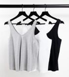 Asos Design Maternity Ultimate Tank Top With Scoop Neck In Organic Cotton Blend 3 Pack Save-multi