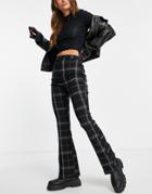 Asos Design Slim Kickflare Pant In Black Check