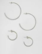Pieces Denize Multipack Hoop Earrings - Silver