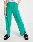 Only Split Hem Tailored Wide Leg Pants In Bright Green - Part Of A Set