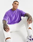 Asos Design Set Oversized T-shirt In Purple Towelling