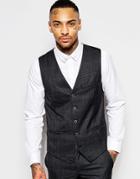 Rogues Of London Check Vest In Skinny Fit - Charcoal