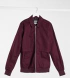 Asos Design Tall Harrington Jacket With Storm Vent In Burgundy-red