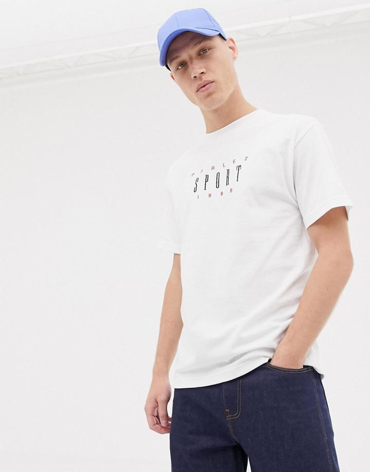 Parlez Fower T-shirt With Embroidered Chest Logo In White - White