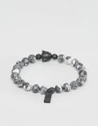 Icon Brand Beaded Bracelet In Charcoal - Gray