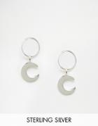 Fashionology Sterling Silver Crescent Hoop Earrings - Silver