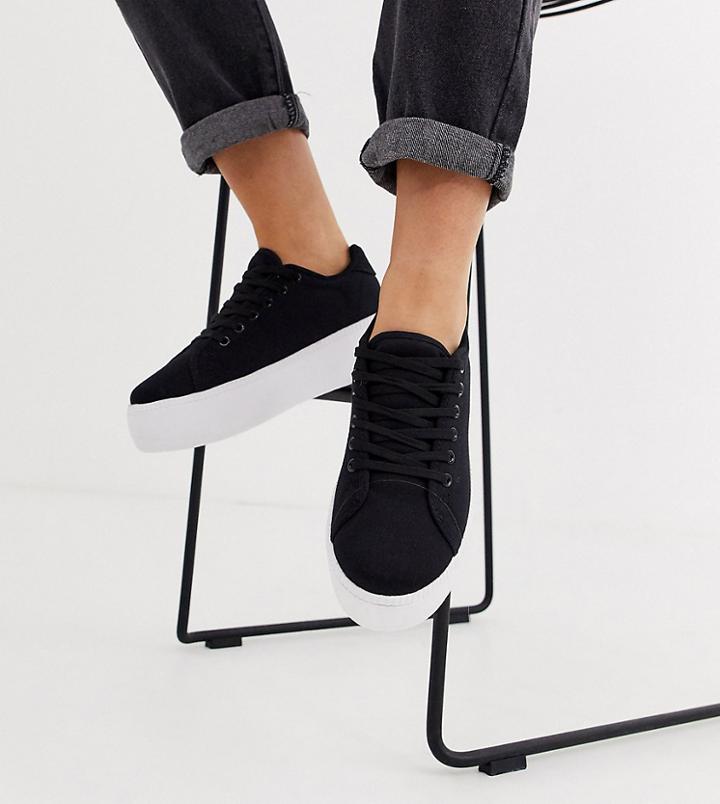 Truffle Collection Wide Fit Flatform Sneakers-black
