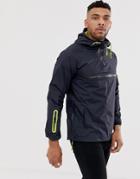 Soul Star Overhead Windbreaker With Yellow Trim - Navy