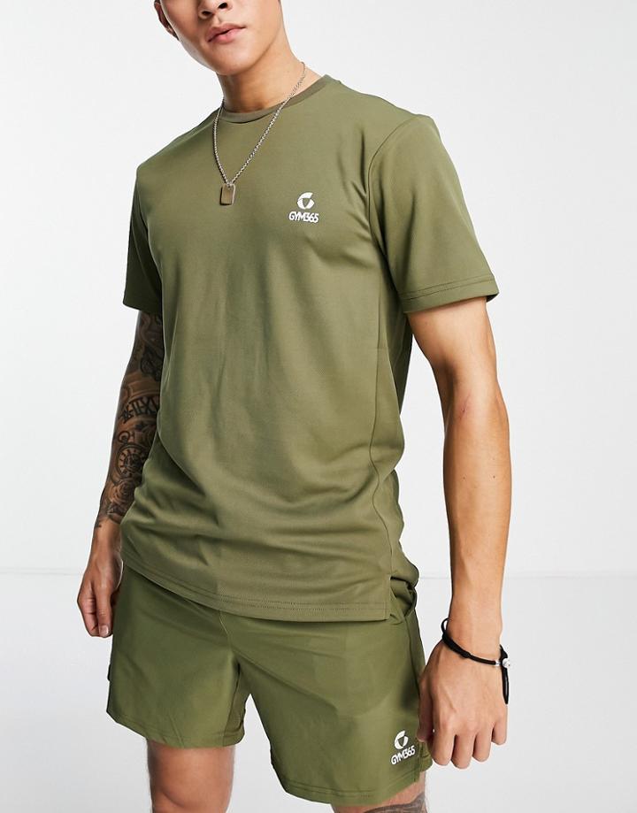 Gym 365 Performance T-shirt & Shorts Set In Khaki-green