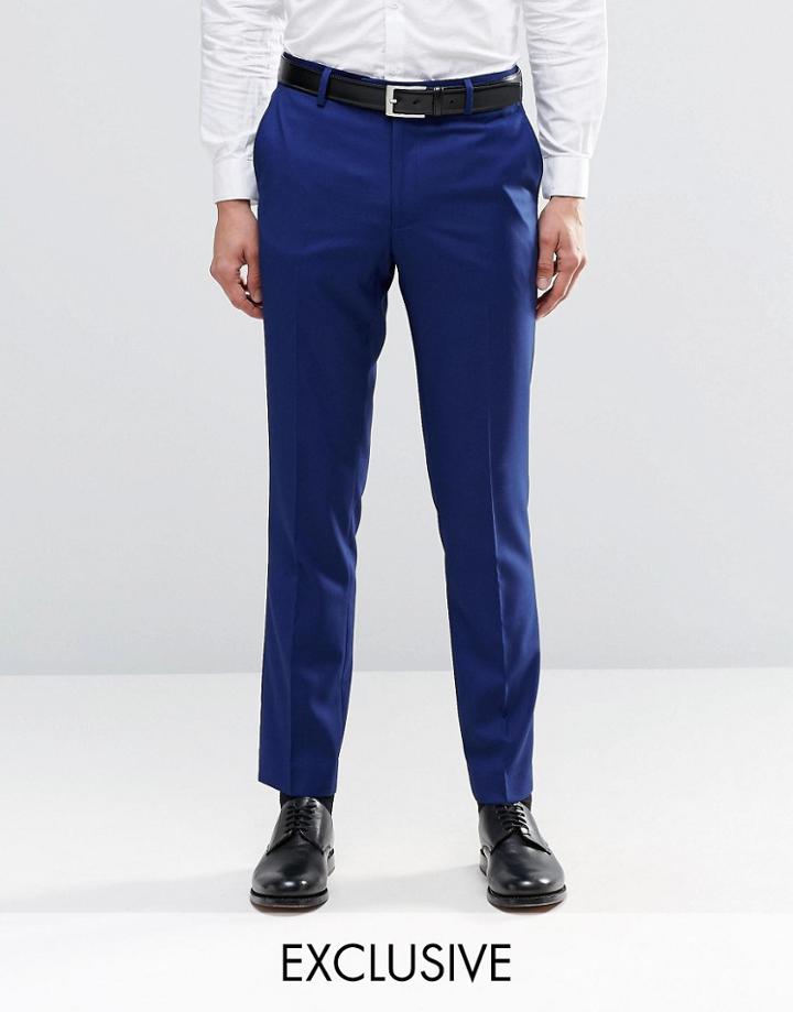 Farah Skinny Suit Pants In Blue - Rich Blue