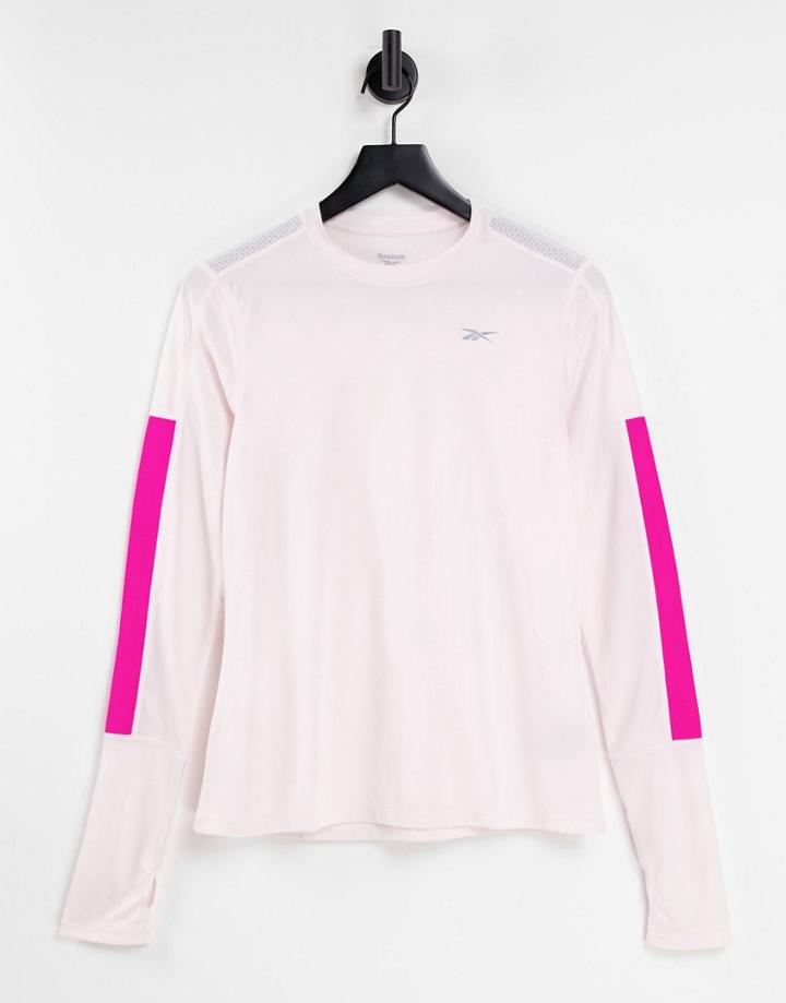 Reebok Running Essentials Long Sleeve Top In Glass Pink