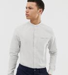 Asos Design Tall Slim Fit Grandad Collar Shirt In Gray Marl - Gray