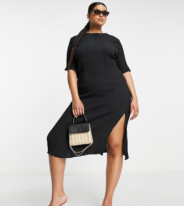 Lola May Plus Oversized T-shirt Dress In Black