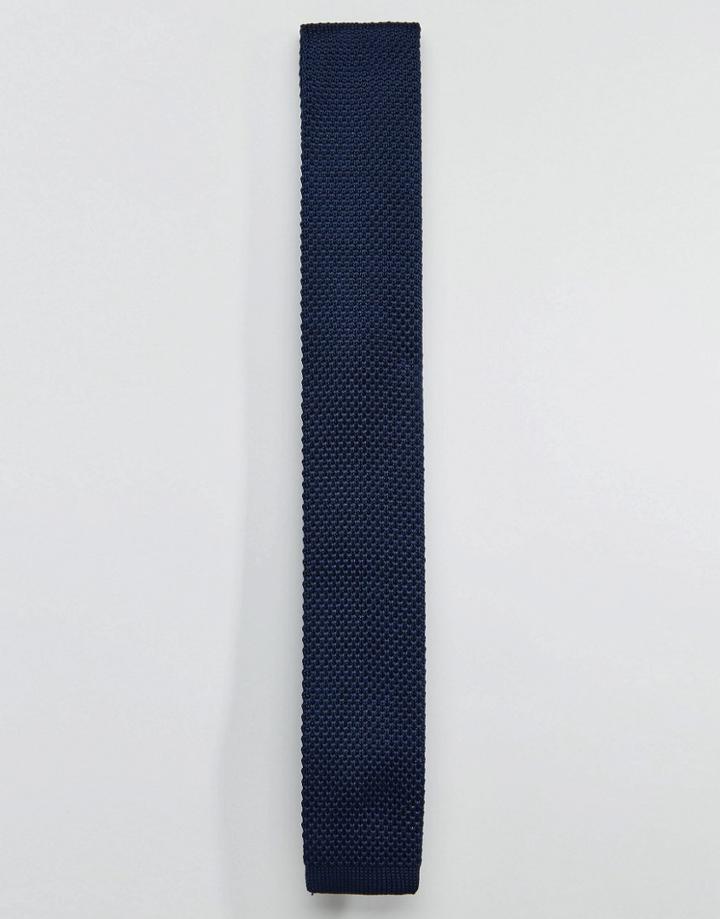 7x Knitted Tie In Navy - Navy