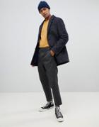 Moss London Short Overcoat In Wool Boucle In Blue - Blue