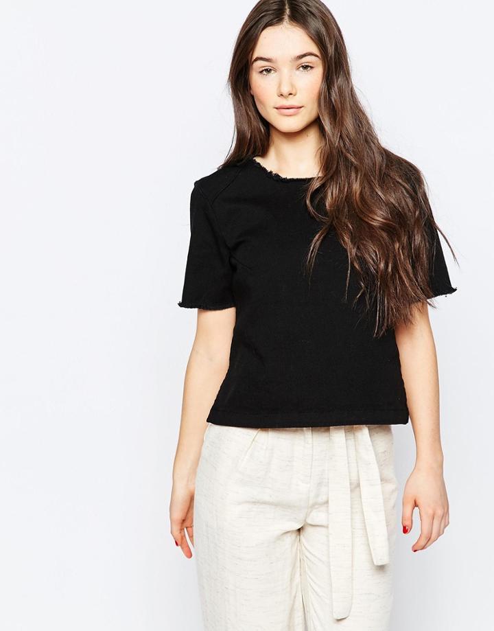 Pieces Varinka Raw Edge Top - 18 Black