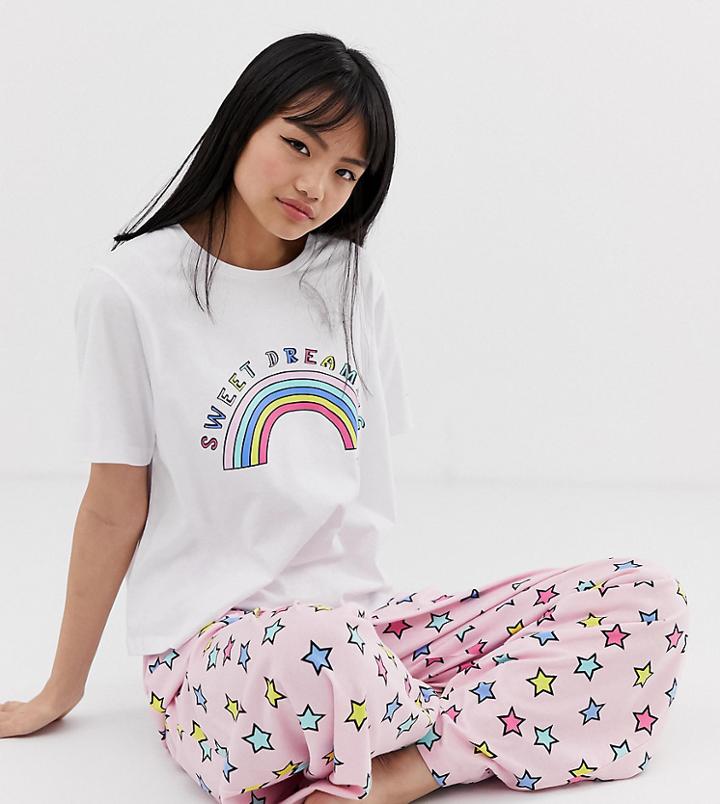 Asos Design Petite Sweet Dreaming Pyjama T-shirt & Pants Set - Multi