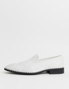 Asos Edition Loafers In White Jacquard