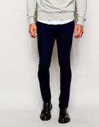 Asos Super Skinny Trousers In Jersey - Navy