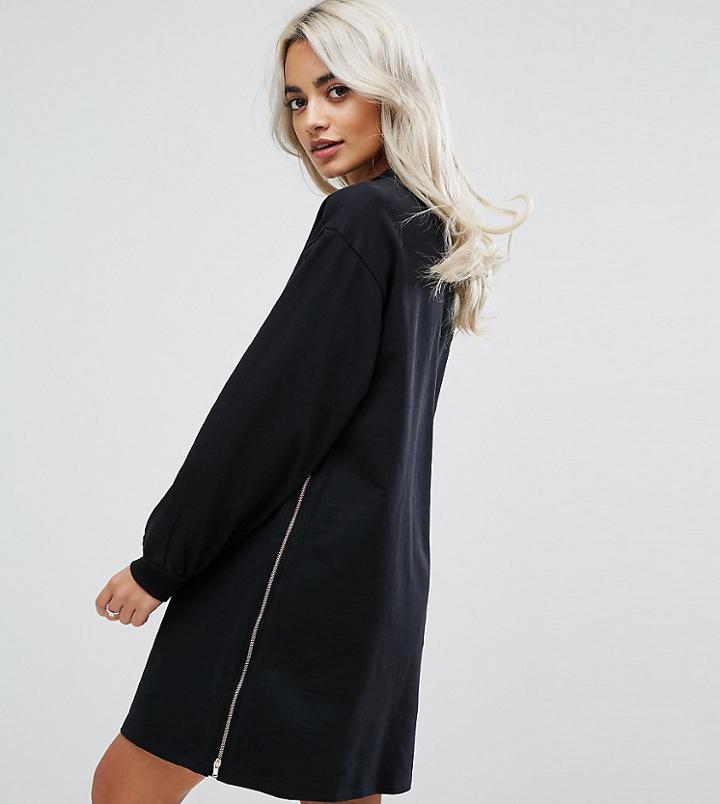Asos Petite Oversized Sweat Dress With Zip Detail - Multi