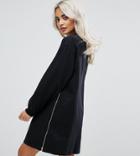 Asos Petite Oversized Sweat Dress With Zip Detail - Multi