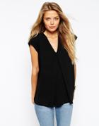 Asos V- Neck Origami T-shirt - Black