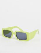Topshop Neon Plastic Rectangle Sunglasses In Green