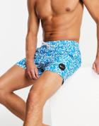 Nike Swimming Swoosh Print Swim Shorts In Blue-blues