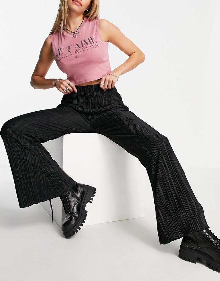 Bolongaro Trevor Wide Leg Plisse Pants In Black - Part Of A Set