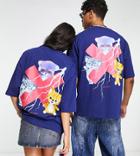 Collusion Unisex T-shirt With Cat Logo Back Print In Purple