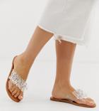 Asos Design Wide Fit Fortnight Cross Strap Perspex Mules-clear