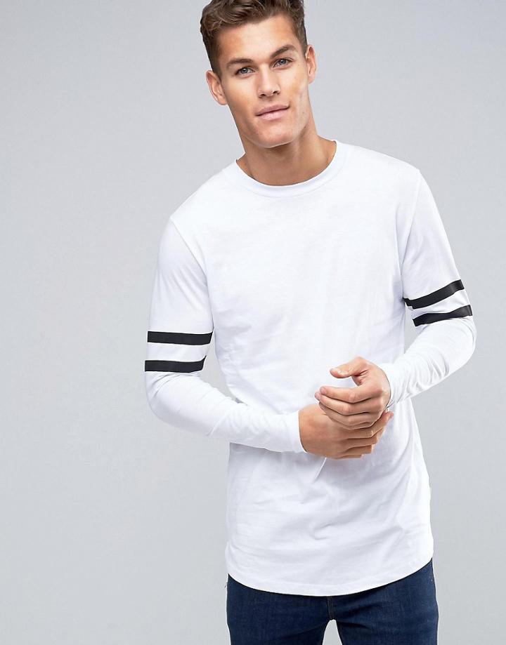 Jack & Jones Long Sleeve Top With Sports Stripe - White