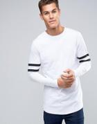 Jack & Jones Long Sleeve Top With Sports Stripe - White