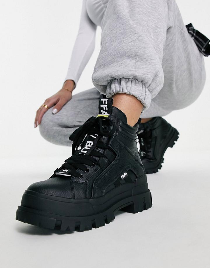 Buffalo Vegan Aspha Flat Ankle Boots In Black