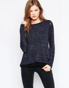 B.young Long Sleeve Gray Marl T-shirt - Navy