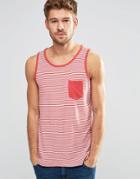 Blend Slim Stripe Tank One Pocket In Cranberry Red - Cranberry Red
