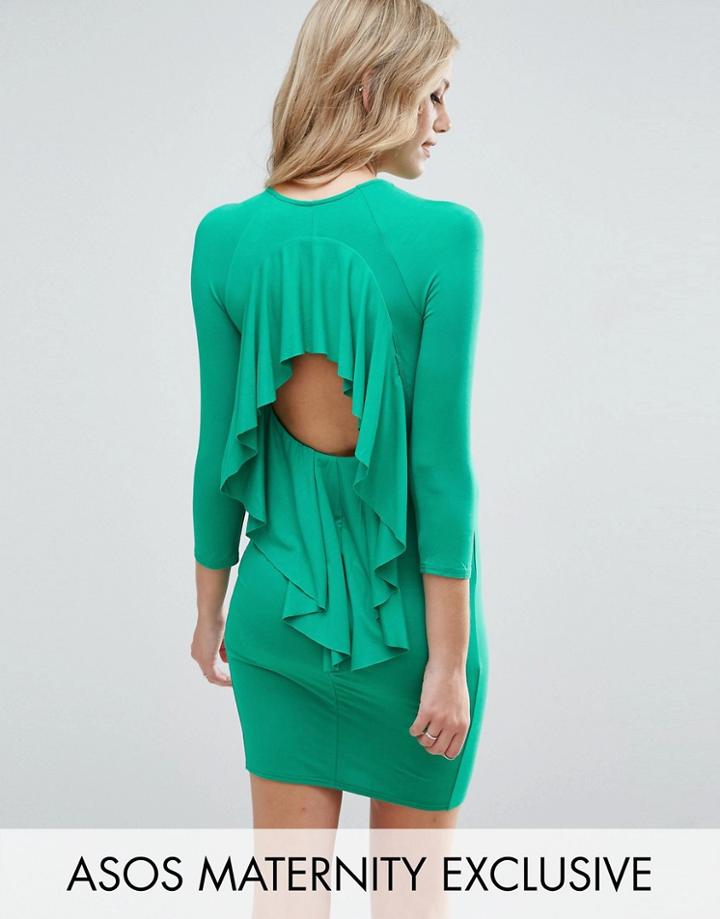 Asos Maternity Ruffle Back Mini Dress - Green