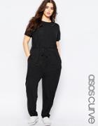 Asos Curve T-shirt Jumpsuit With Peg Leg - Charcoal