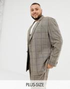 Collusion Plus Oversized Suit Jacket In Brown Window Pane Check - Brown