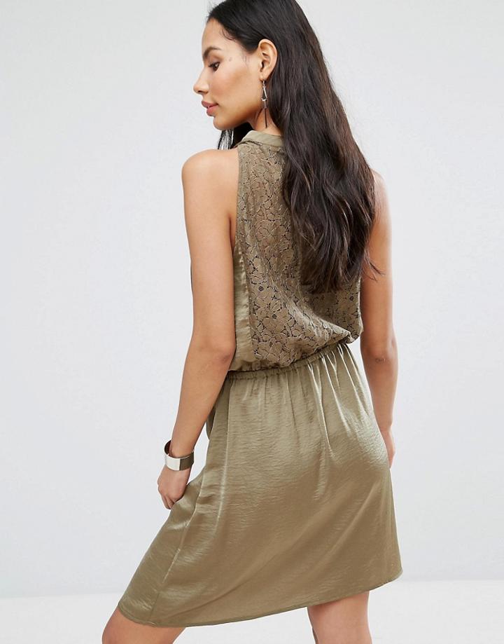 B.young Halterneck Skater Dress - Green