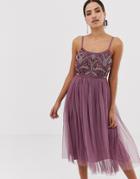 Maya Embellished Midi Cami Dress - Purple