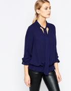 Oasis Pussybow Blouse - Navy