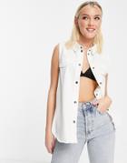 Jdy Sleeveless Denim Shirt Jacket In White