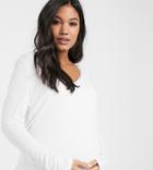 Asos Design Maternity Nursing V Neck Long Sleeve Top In White