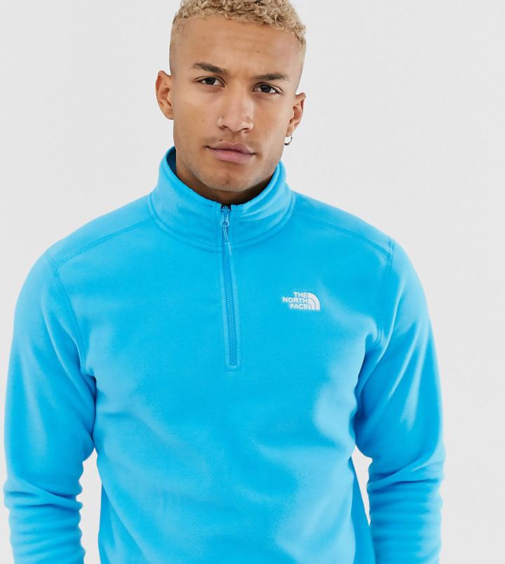 The North Face 100 Glacier 1/4 Zip Fleece In Blue Exclusive At Asos