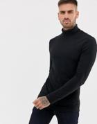 River Island Roll Neck Long Sleeve Top In Black - Black