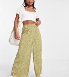 Asos Design Petite Plisse Culotte In Mustard Floral-multi