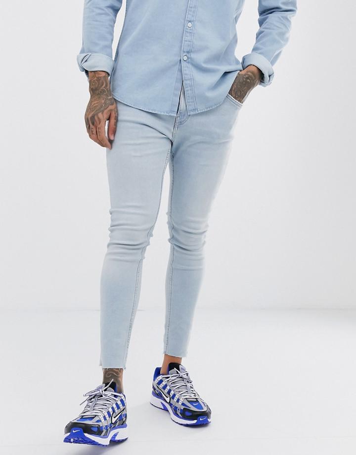 Bershka Super Skinny Jeans In Light Blue Wash