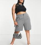 Urban Threads Plus Tailored Shorts In Black Micro Plaid - Part Of A Set